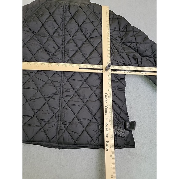 Schott Jacket Womens L Black Quilted Full Zip Pockets Belted Motorcycle - Picture 13 of 16
